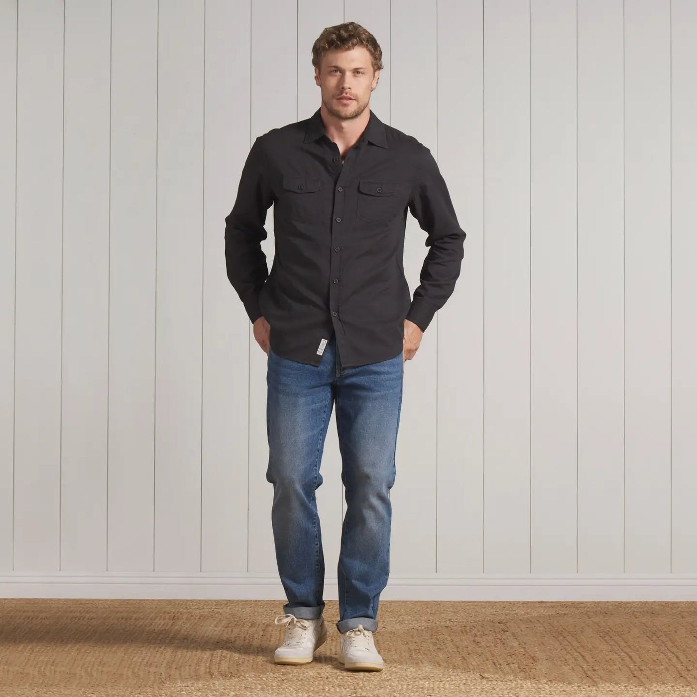 GRAYERS | BRANDO LIGHTWEIGHT DOUBLE CLOTH SHIRT - WASHED BLACK