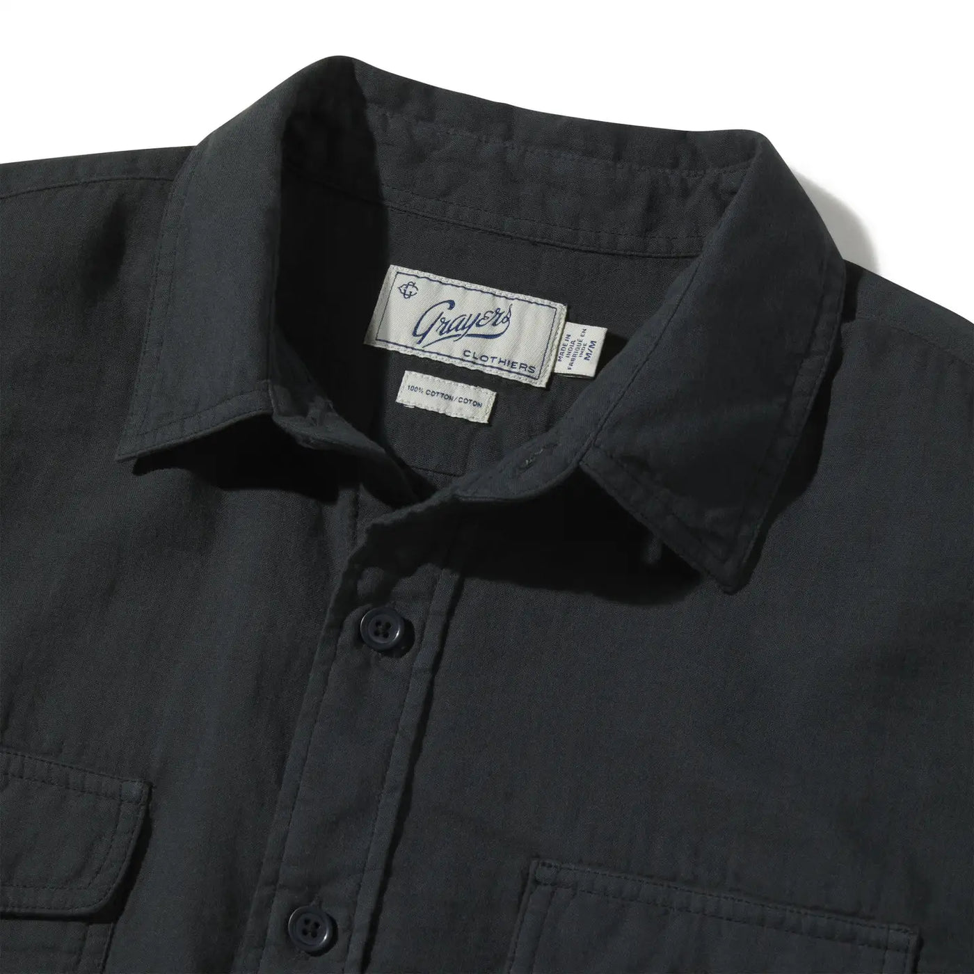 GRAYERS | BRANDO LIGHTWEIGHT DOUBLE CLOTH SHIRT - WASHED BLACK