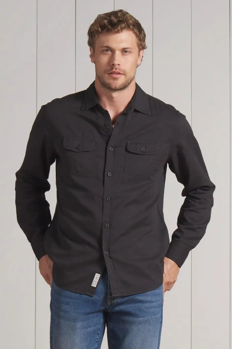 GRAYERS | BRANDO LIGHTWEIGHT DOUBLE CLOTH SHIRT - WASHED BLACK